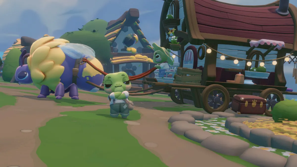 Frog Nasty standing outside of his Cozy Caravan in Cozy Caravan