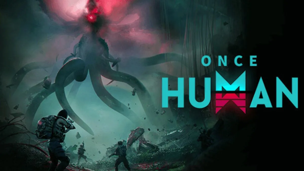 The logo of Once Human in front of a monster. This image is part of an article about how to redeem rewards in Once Human.